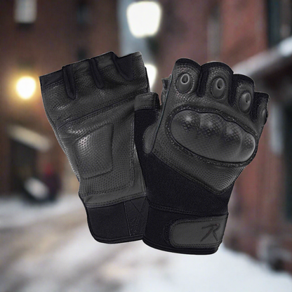 Cut Resistant Gloves - Rothco Fingerless Cut Resistant Carbon Hard Knuckle Gloves