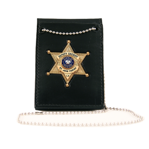 Boston Leather Badge Holder with Neck Chain