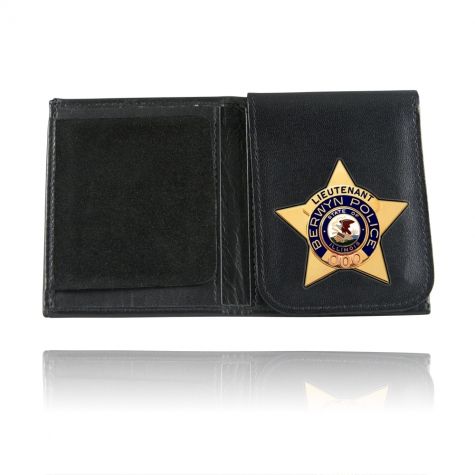 Badge & Pass Holders - Boston Leather Book Style Badge Case, Flip Out Badge Flap