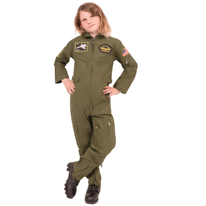 Rothco Kid's Flight Coverall With Patches   Olive Drab