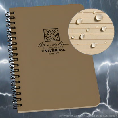 Notepads & Clipboards - Rite In The Rain Universal Side Spiral Notebook - Tan