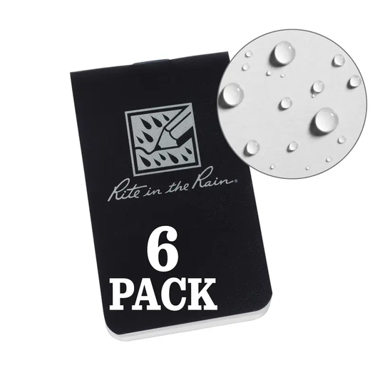 Notepads & Clipboards - Rite In The Rain On-The-Go Notebook (Blank) - Black - 6 Pack
