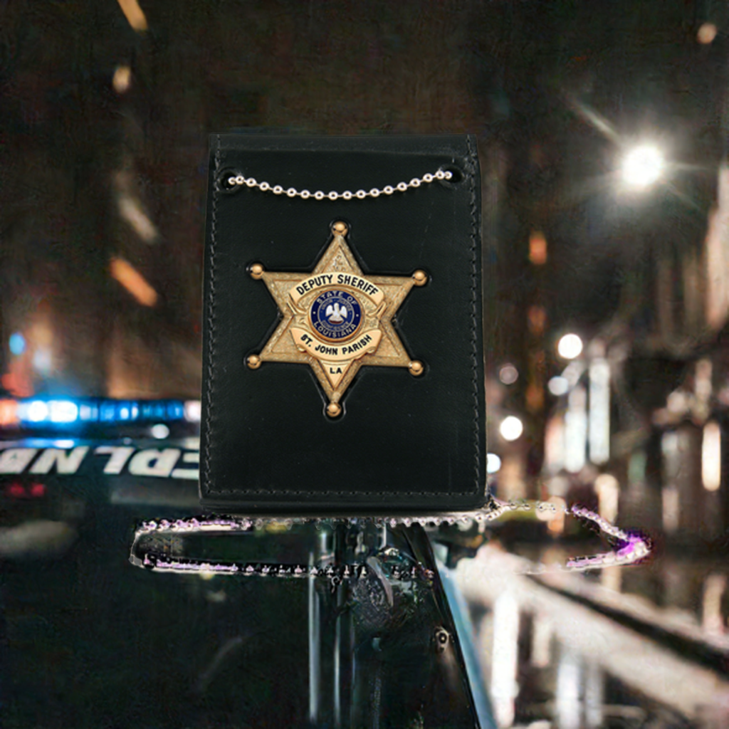 Boston Leather Badge Holder with Neck Chain