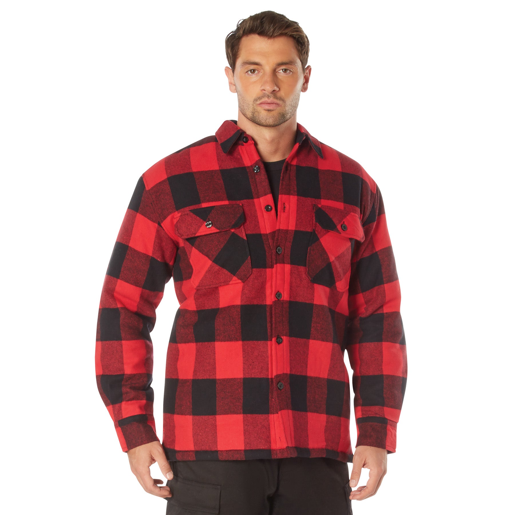 Rothco Buffalo Plaid Quilted Lined Jacket   Red