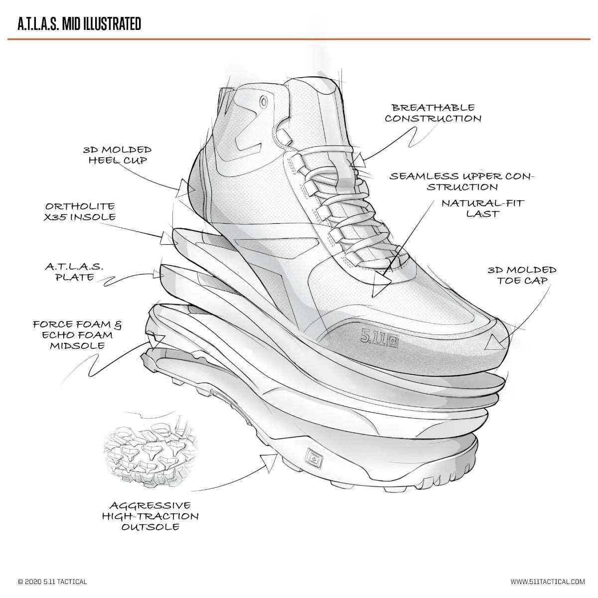 Shoes - 5.11 Tactical A.T.L.A.S. Mid Shoe