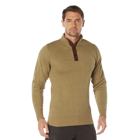Rothco 3 Button Sweater With Suede Accents