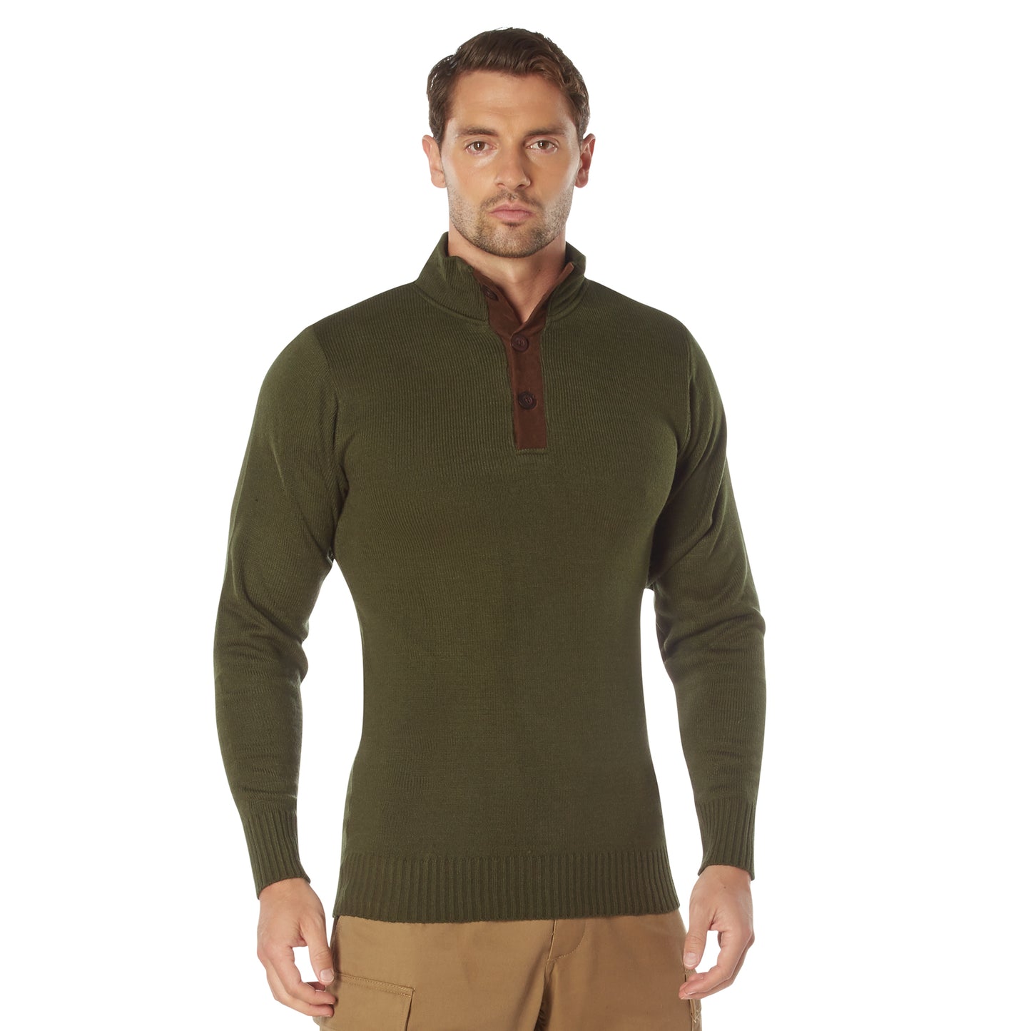 Rothco 3 Button Sweater With Suede Accents | Tac Essentials