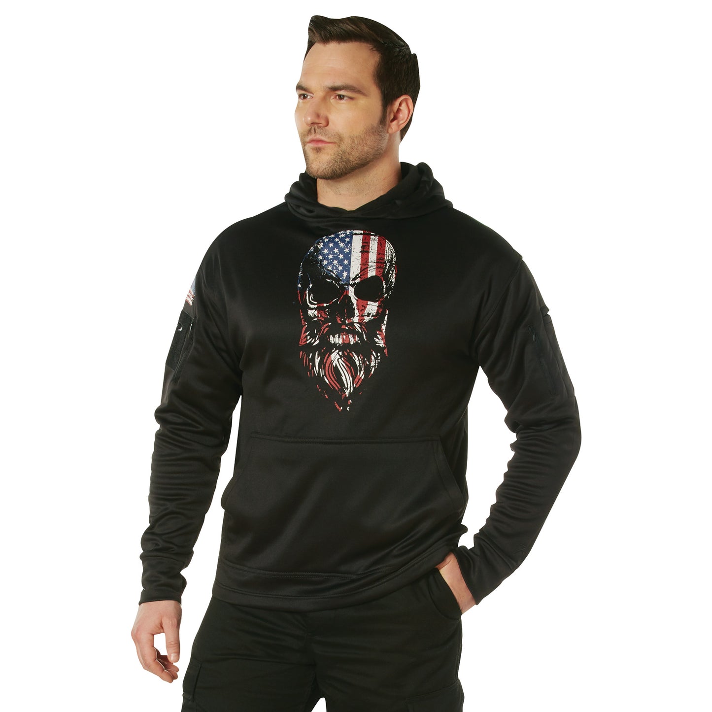 Rothco Bearded Skull Concealed Carry Hoodie   Black