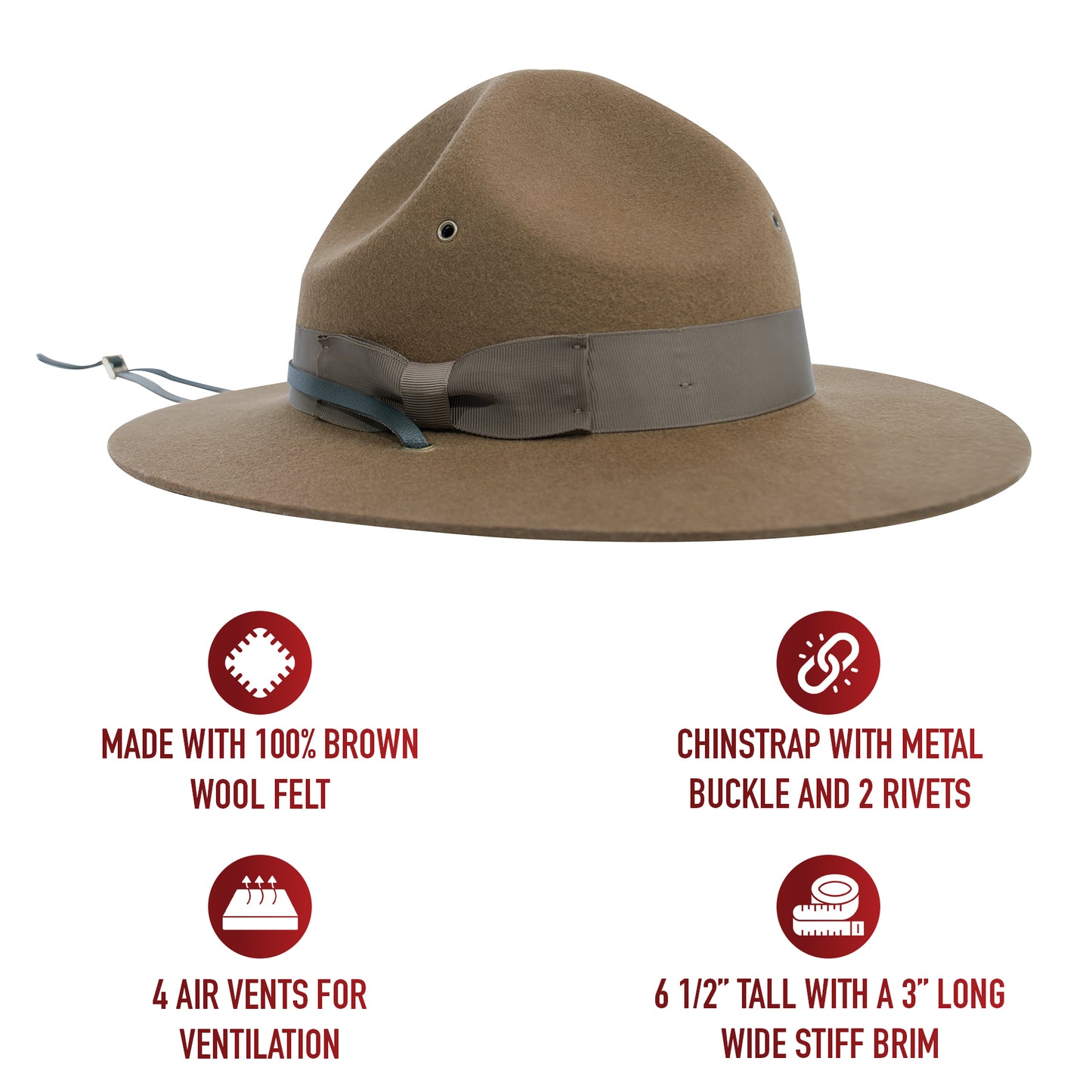 Rothco Campaign Hat | 4-Dent Military Drill Sergeant Hat