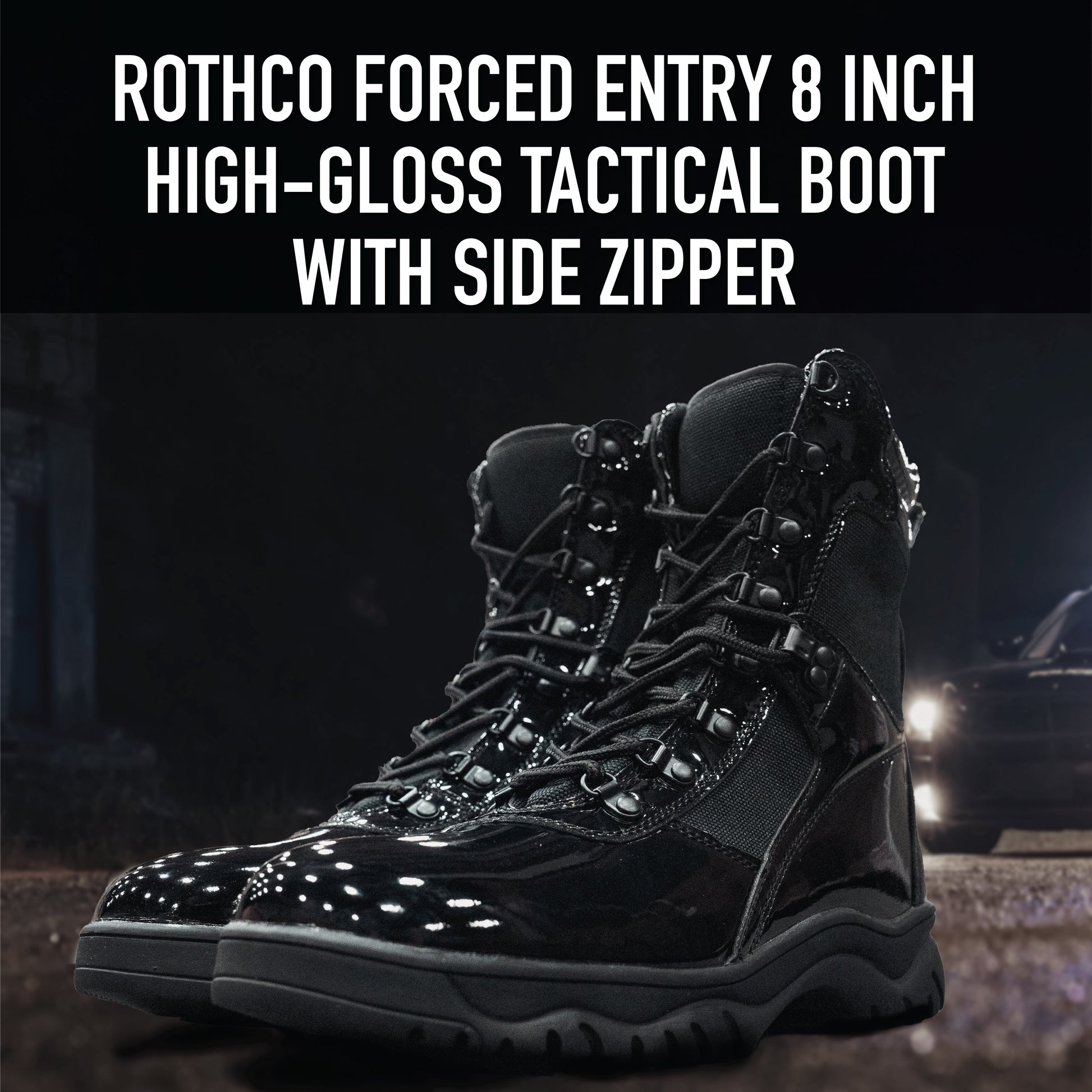 Rothco Forced Entry High-Gloss Tactical Boot – 8" Side Zipper