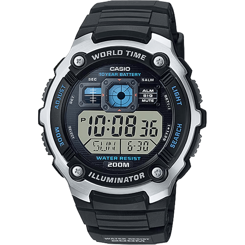 Watches - Casio Classic World Time Digital Watch W/ 200 Meter Water-Resistance