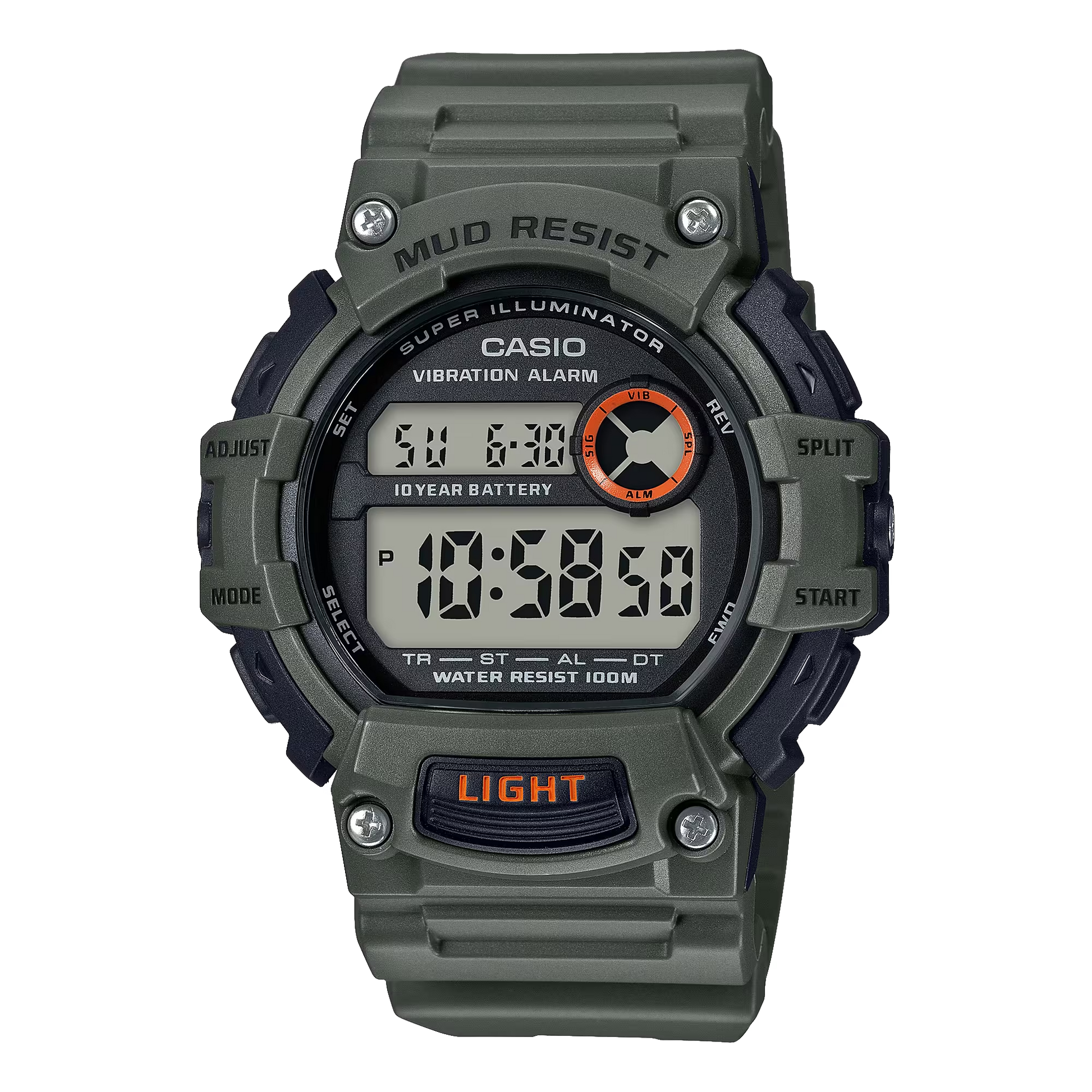 Watches - Casio Mud-Resistant Digital Watch W/ Vibration Alarm