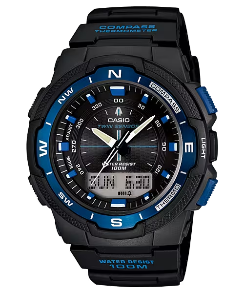 Watches - Casio Dual Sensor Analog-Digital Watch W/ Digital Compass & Thermometer