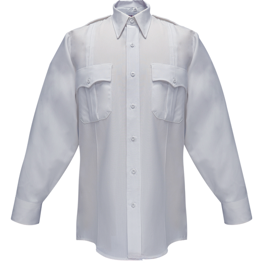 Flying Cross Command Long Sleeve Shirt w/ Zipper & Convertible Sport Collar - White