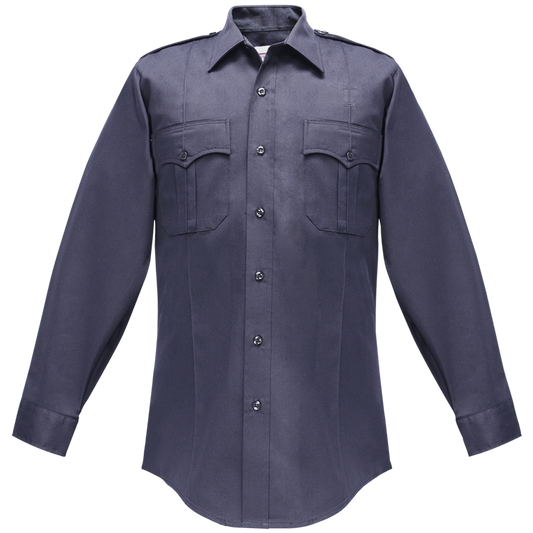 Flying Cross Duro Poplin Long Sleeve Shirt w/ Sewn-In Creases - Midnight Navy