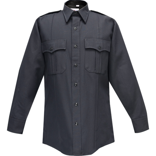 Long Sleeve Uniform Shirt - Flying Cross Command Long Sleeve Shirt W/ Zipper & Convertible Sport Collar - LAPD Navy