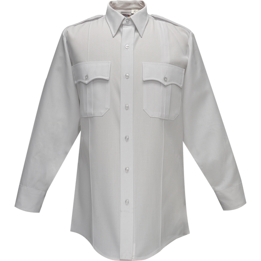 Flying Cross Deluxe Tropical Long Sleeve Shirt w/ Pleated Pockets - White