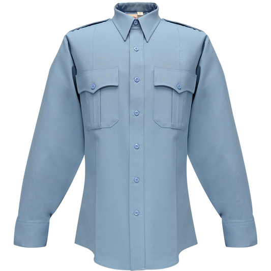 Flying Cross Deluxe Tropical Long Sleeve Shirt w/ Pleated Pockets - Medium Blue