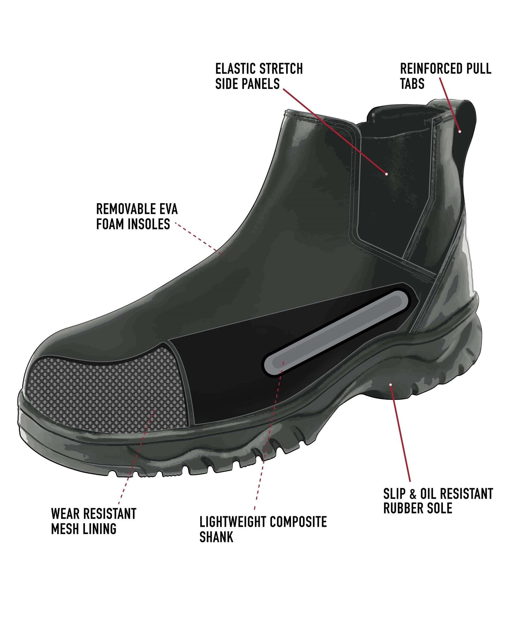 Rothco Black Chelsea Work Boots | Durable Waterproof Slip-On Boots