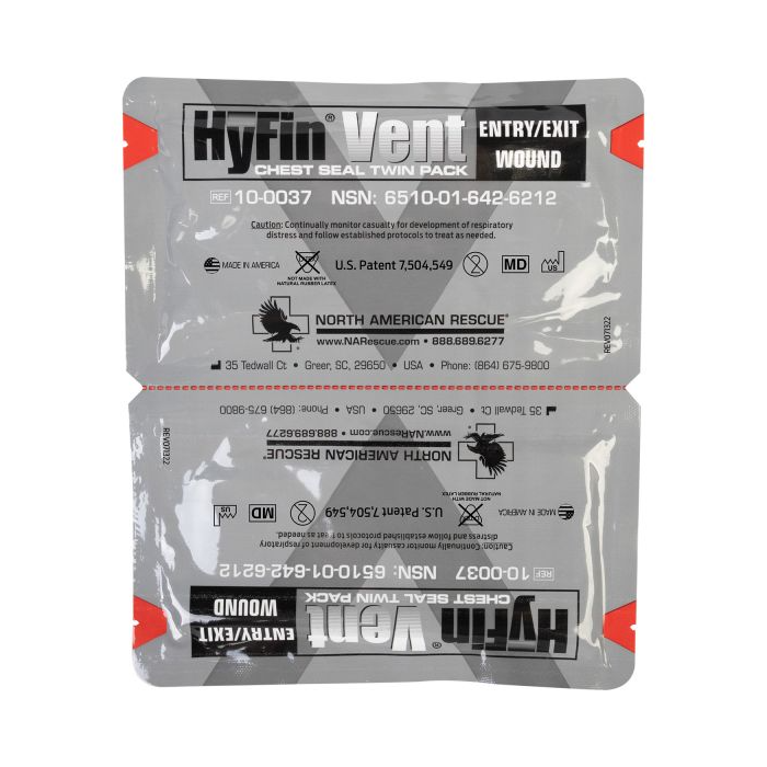 First Aid - North American Rescue Hyfin Vent Chest Seal - Twin Pack