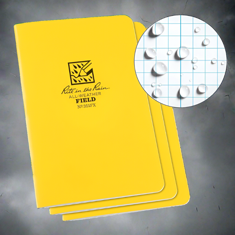 Notepads & Clipboards - Rite In The Rain Field-Flex Stapled Notebook - 3 Pack Yellow