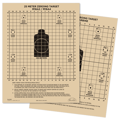 Targets - Rite In The Rain 25m Zeroing Target - M16A2, M16A4, M4 Carbine