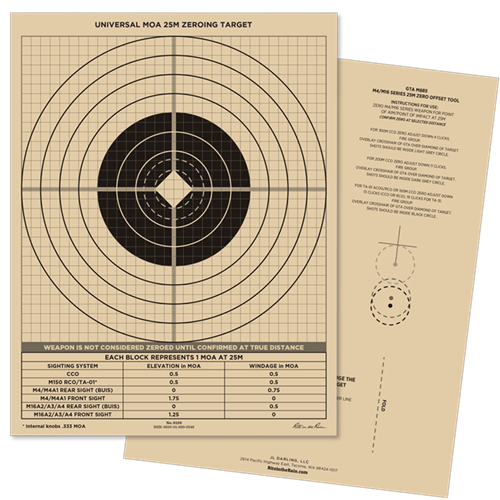 Targets - Rite In The Rain All-Weather 25m Multipurpose Zeroing Target - Universal MOA - 100 Pack