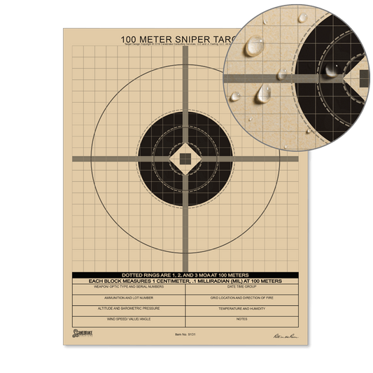 Targets - Rite In The Rain 100 Meter MIL Sniper Target - 100 Pack