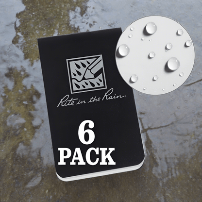 Notepads & Clipboards - Rite In The Rain On-The-Go Notebook (Blank) - Black - 6 Pack