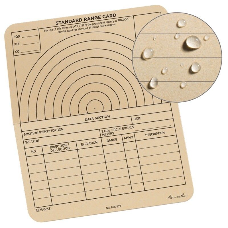 Rite in the Rain 6 X 5 Combat Range Card | Tac Essentials