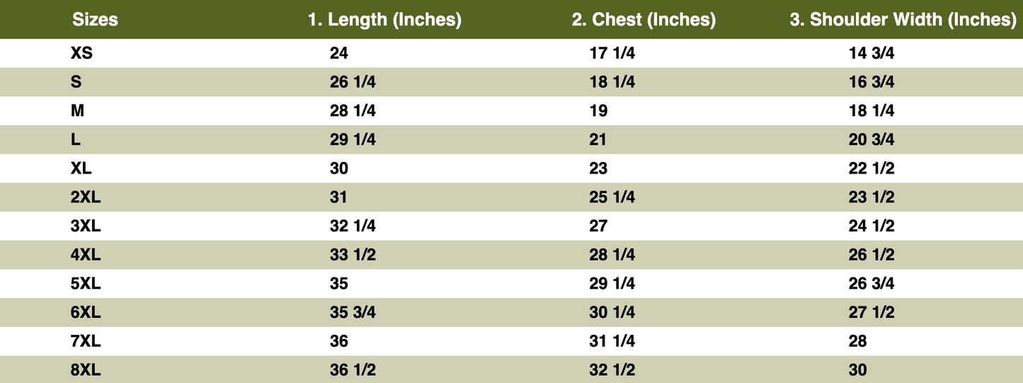 Rothco Camo T-Shirt | Size Chart