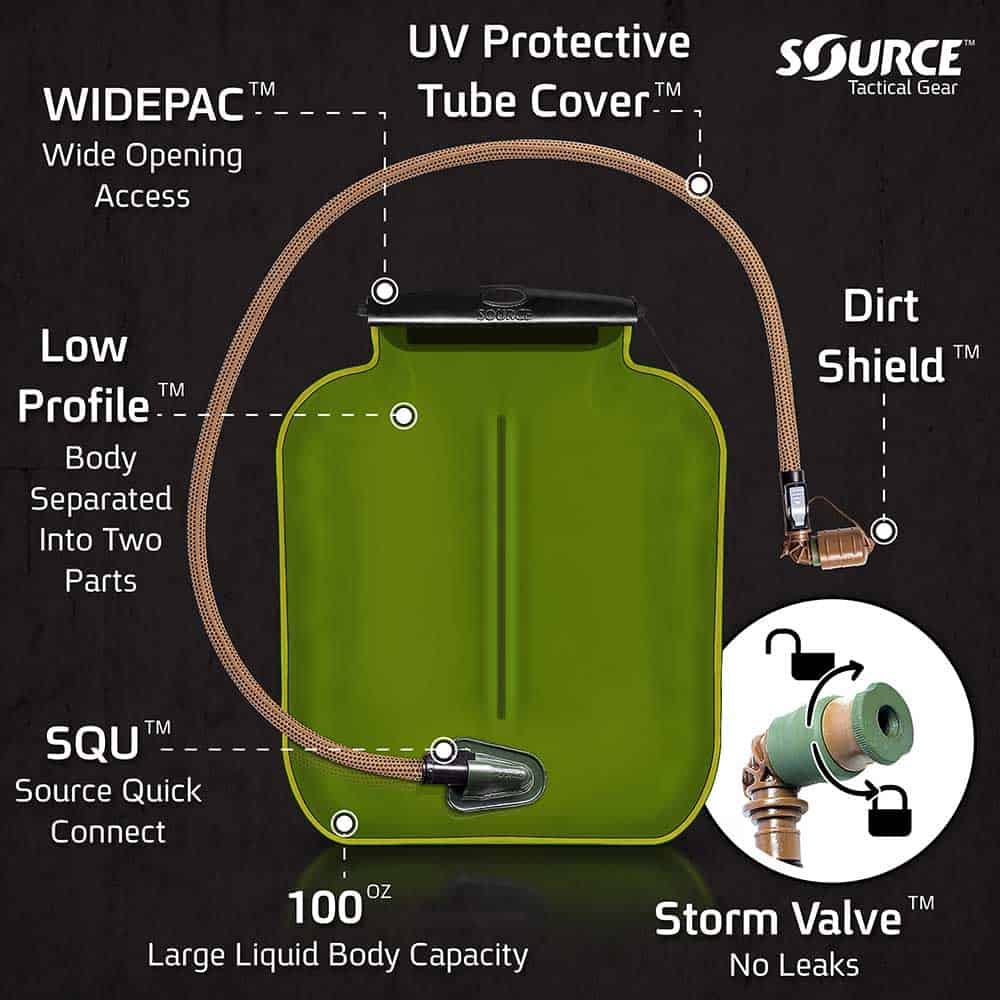 SOURCE Tactical WLPS | 3L Low-Profile Hydration Bladder | 100 oz. | Weave | Tac Essentials