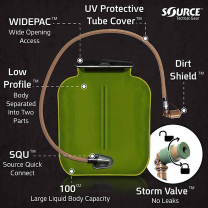 SOURCE Tactical WLPS | 3L Low-Profile Hydration Bladder | 100 oz. | Weave | Tac Essentials